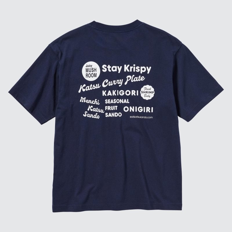 Uniqlo L.A. Eats Ut Oversized Short-sleeve Graphic Katsu Sando メンズ Tシャツ ネイビー | 9424353