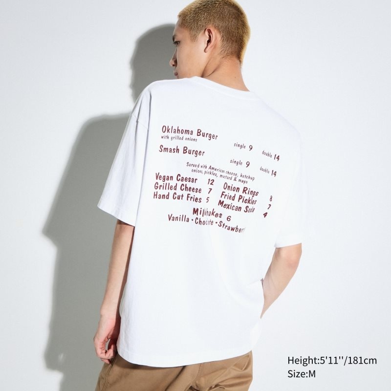 Uniqlo L.A. Eats Ut Oversized Short-sleeve Graphic Burger She Wrote メンズ Tシャツ 白 | 4179607