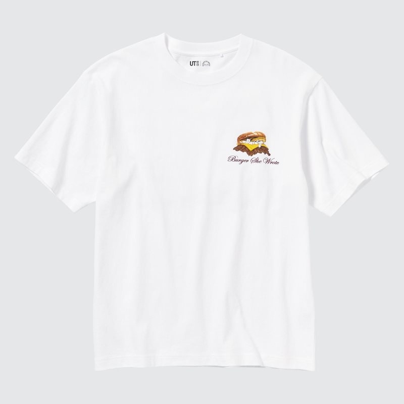 Uniqlo L.A. Eats Ut Oversized Short-sleeve Graphic Burger She Wrote メンズ Tシャツ 白 | 4179607
