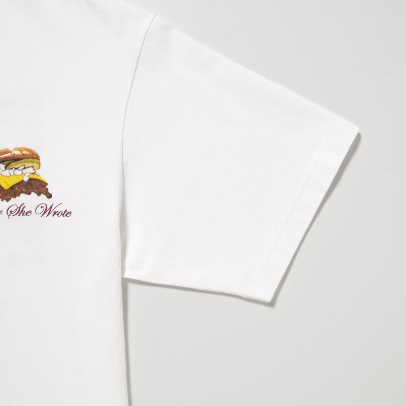 Uniqlo L.A. Eats Ut Oversized Short-sleeve Graphic Burger She Wrote メンズ Tシャツ 白 | 4179607