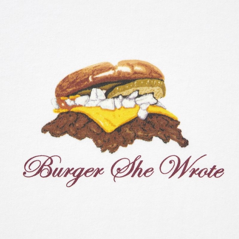 Uniqlo L.A. Eats Ut Oversized Short-sleeve Graphic Burger She Wrote メンズ Tシャツ 白 | 4179607