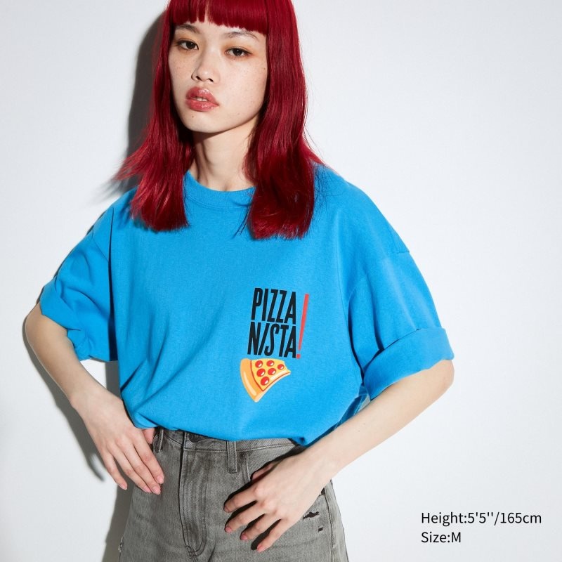 Uniqlo L.A. Eats Ut Oversized Short-sleeve Graphic Pizzanista! メンズ Tシャツ 青 | 9704009
