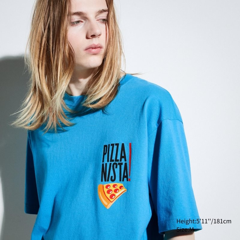 Uniqlo L.A. Eats Ut Oversized Short-sleeve Graphic Pizzanista! メンズ Tシャツ 青 | 9704009