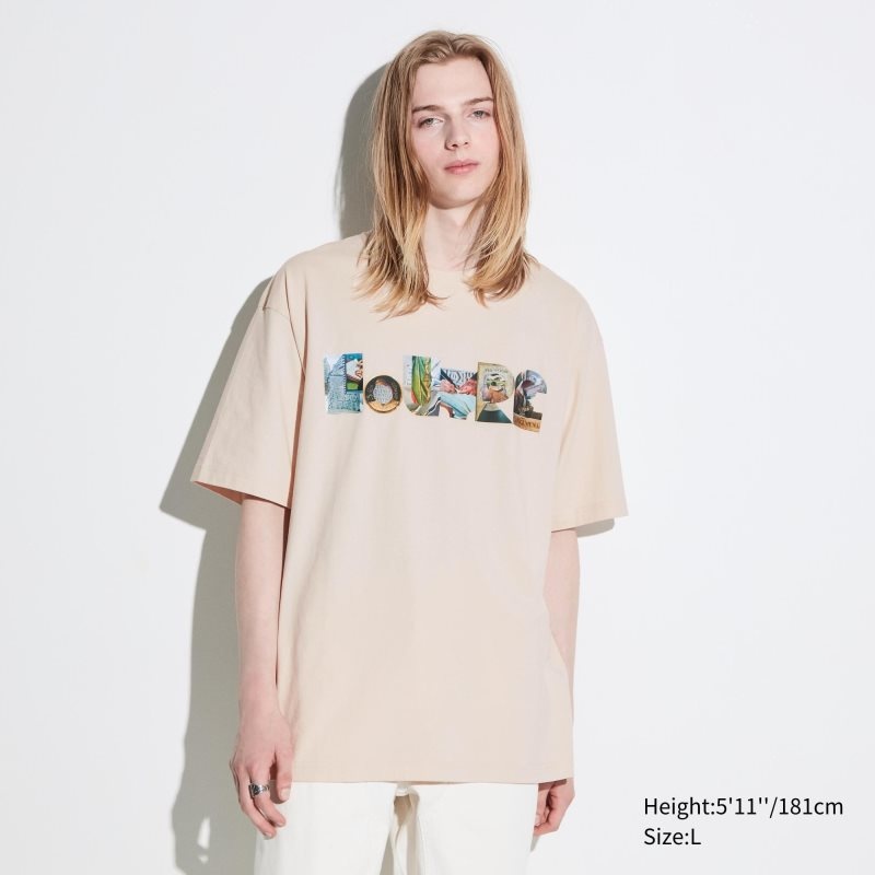 Uniqlo Louvre By M/M Ut Oversized Short-sleeve Graphic メンズ Tシャツ ベージュ | 574243