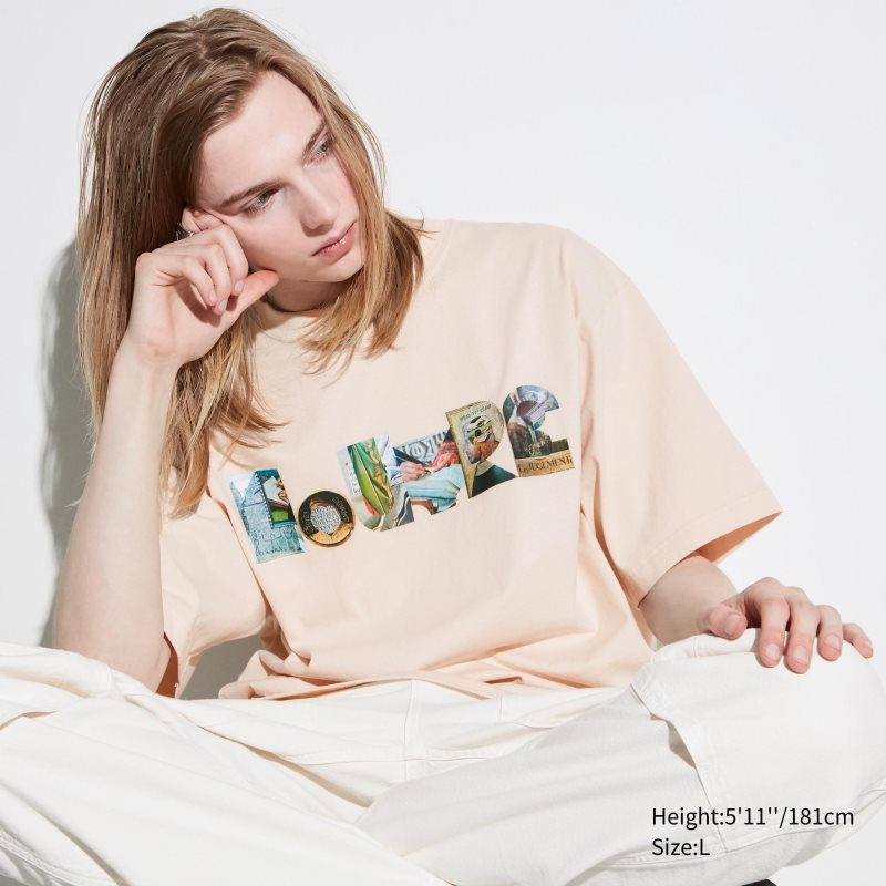 Uniqlo Louvre By M/M Ut Oversized Short-sleeve Graphic メンズ Tシャツ ベージュ | 574243