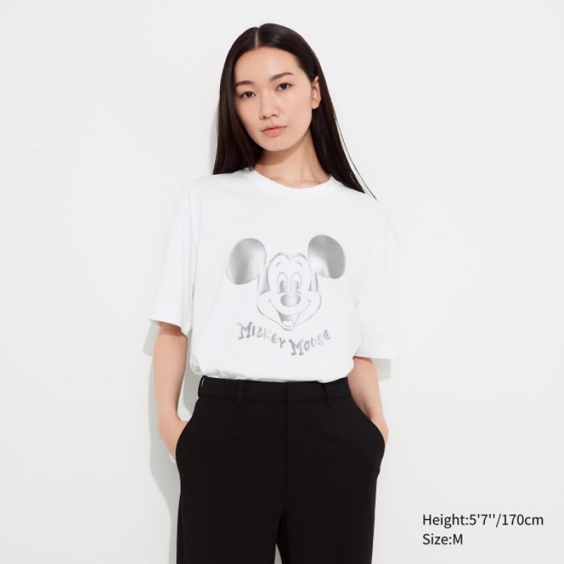 Uniqlo Mickey Shines UT Short-Sleeve レディース Tシャツ 白 | 1853950