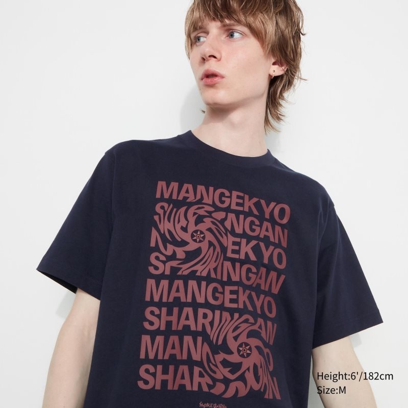 Uniqlo Naruto Ut Short-sleeve Graphic Sasuke Uchiha メンズ Tシャツ ネイビー | 9791234