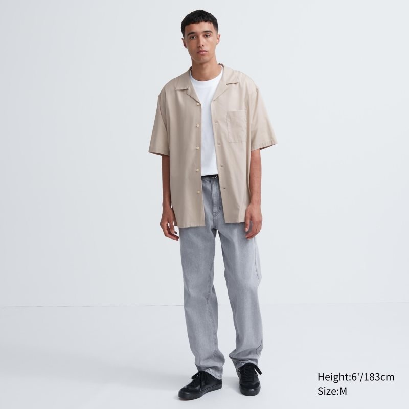 Uniqlo Open Collar Short-sleeve メンズ シャツ ベージュ | 2875613
