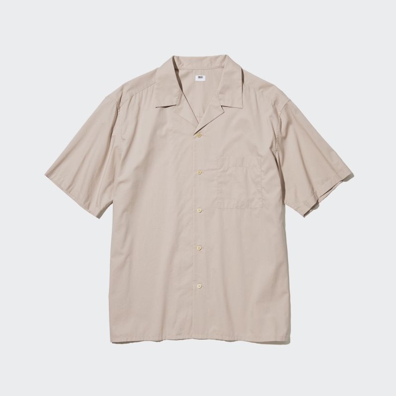 Uniqlo Open Collar Short-sleeve メンズ シャツ ベージュ | 2875613
