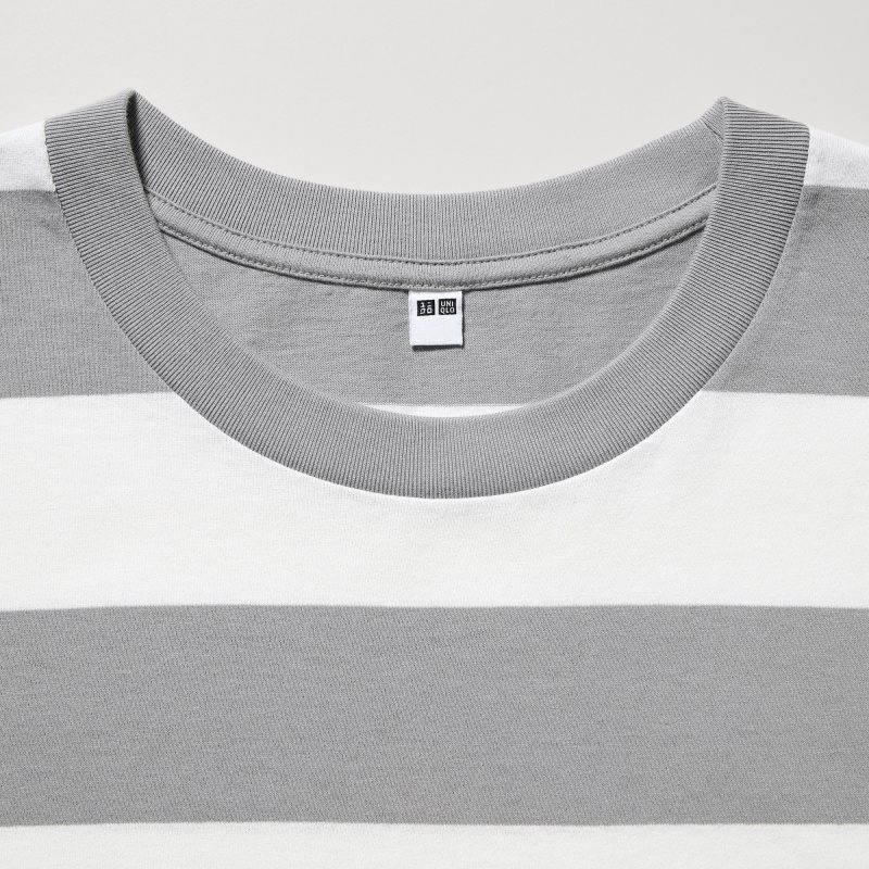 Uniqlo Oversized Striped Half-sleeve メンズ Tシャツ グレー | 4453904