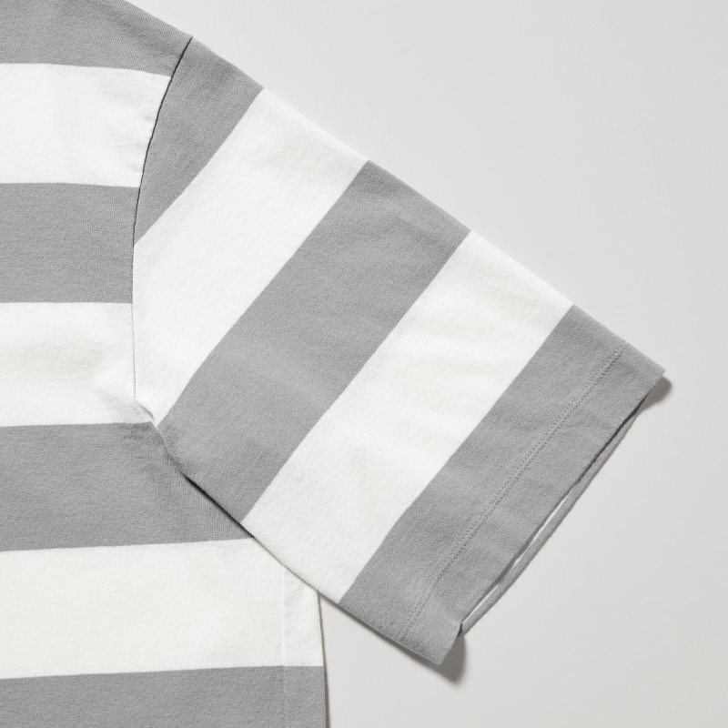 Uniqlo Oversized Striped Half-sleeve メンズ Tシャツ グレー | 4453904