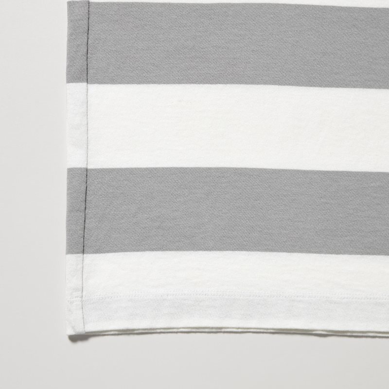 Uniqlo Oversized Striped Half-sleeve メンズ Tシャツ グレー | 4453904