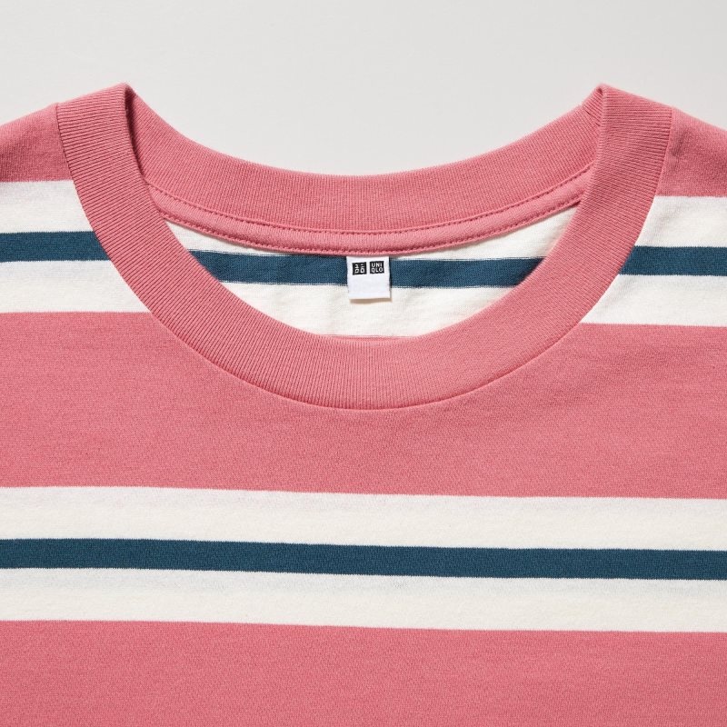 Uniqlo Oversized Striped Half-sleeve メンズ Tシャツ ピンク | 7025133