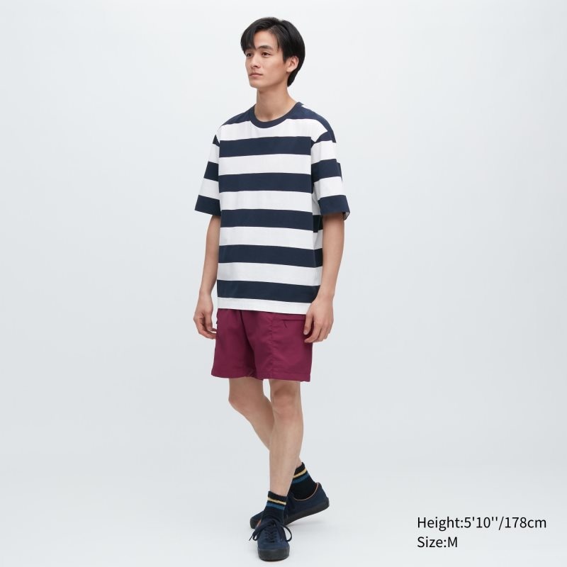 Uniqlo Oversized Striped Half-sleeve メンズ Tシャツ ネイビー | 9559405