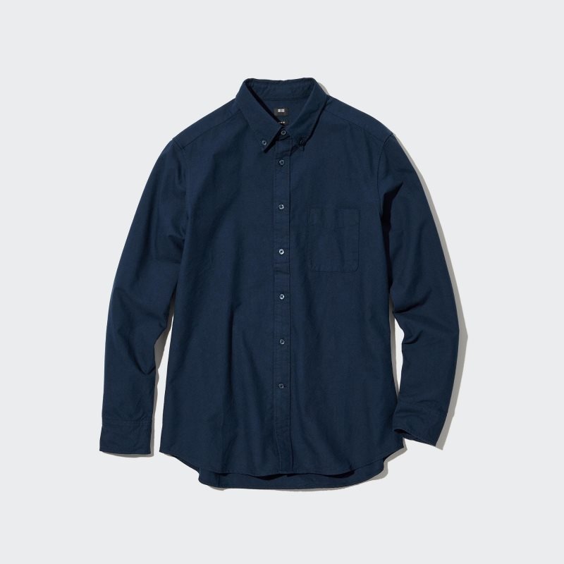 Uniqlo Oxford Slim-fit Long-sleeve メンズ シャツ ネイビー | 6798274