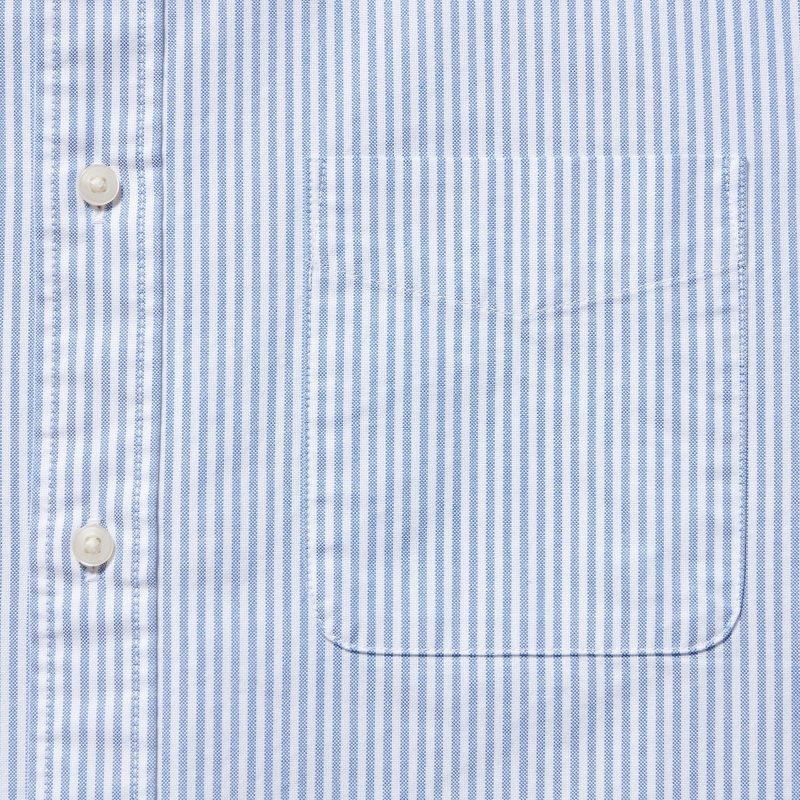 Uniqlo Oxford Striped Slim-fit Long-sleeve メンズ シャツ 青 | 6976012