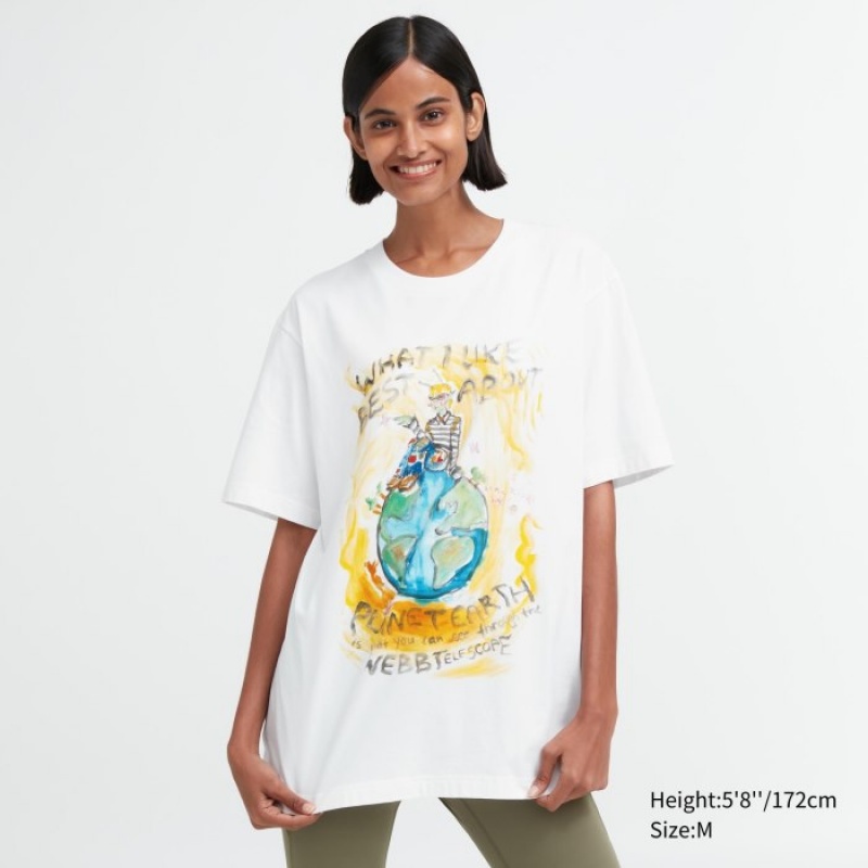 Uniqlo PEACE FOR ALL Short-Sleeve Graphic Francesco Risso レディース Tシャツ 白 | 781835