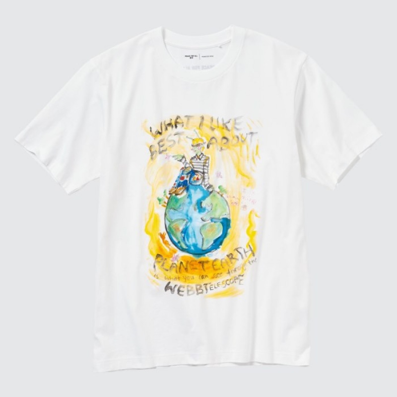 Uniqlo PEACE FOR ALL Short-Sleeve Graphic Francesco Risso レディース Tシャツ 白 | 781835