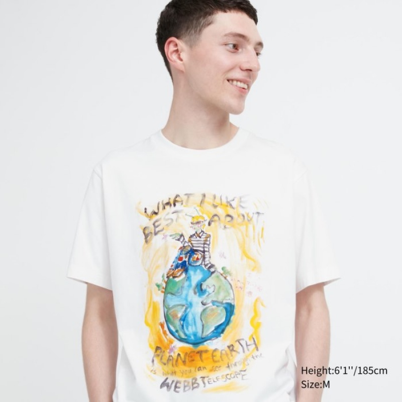 Uniqlo PEACE FOR ALL Short-Sleeve Graphic Francesco Risso レディース Tシャツ 白 | 781835