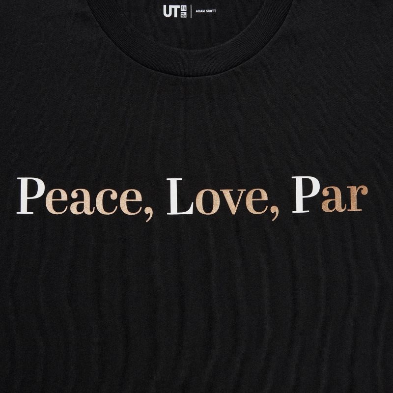 Uniqlo PEACE FOR ALL Short-Sleeve Graphic Adam Scott メンズ Tシャツ 黒 | 2444004