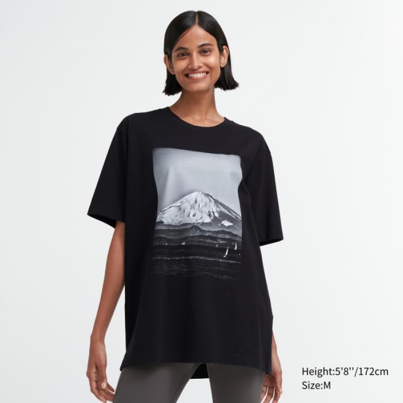 Uniqlo PEACE FOR ALL Short-Sleeve Graphic Daido Moriyama レディース Tシャツ 黒 | 204213