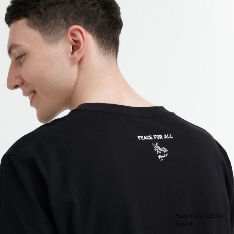 Uniqlo PEACE FOR ALL Short-Sleeve Graphic Daido Moriyama レディース Tシャツ 黒 | 204213