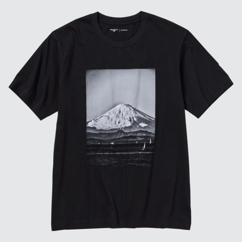 Uniqlo PEACE FOR ALL Short-Sleeve Graphic Daido Moriyama レディース Tシャツ 黒 | 204213