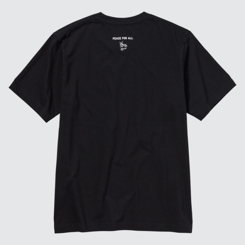Uniqlo PEACE FOR ALL Short-Sleeve Graphic Daido Moriyama レディース Tシャツ 黒 | 204213