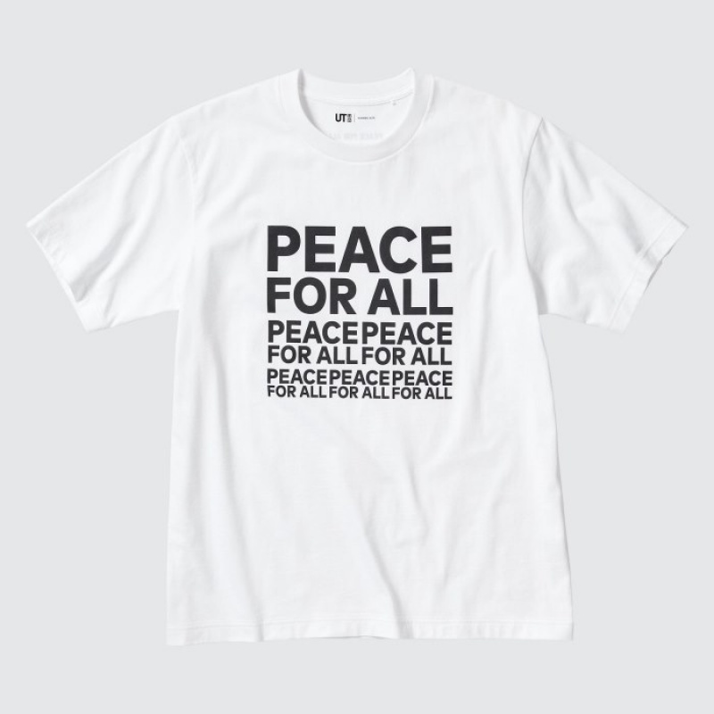 Uniqlo PEACE FOR ALL Short-Sleeve Graphic Kashiwa Sato レディース Tシャツ 白 | 7081175
