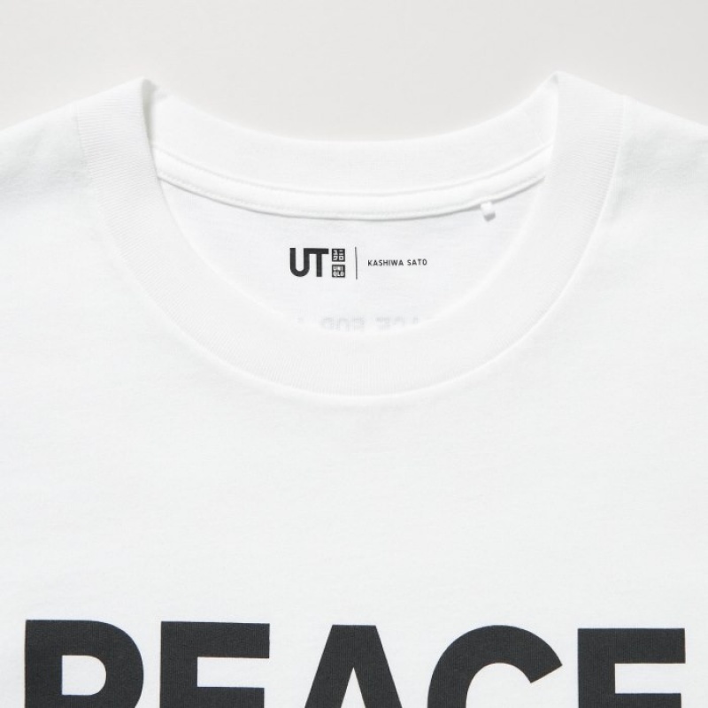 Uniqlo PEACE FOR ALL Short-Sleeve Graphic Kashiwa Sato レディース Tシャツ 白 | 7081175