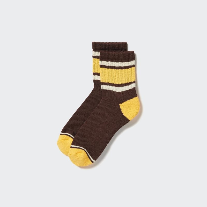 Uniqlo Pattern Lined Half メンズ ソックス ブラウン | 7746137