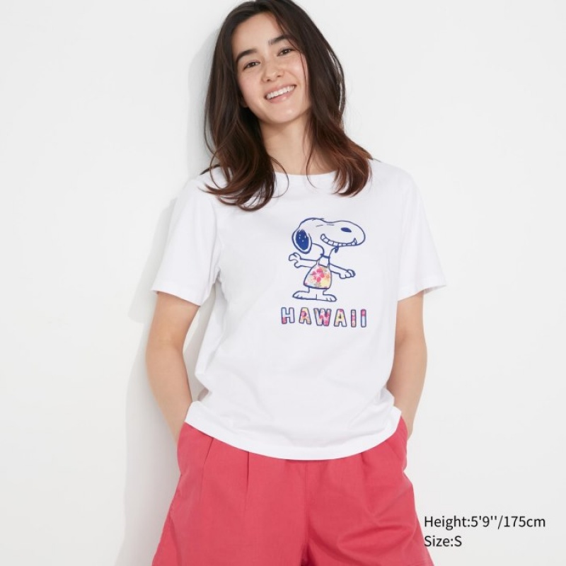 Uniqlo Peanuts Hawaii UT Short-Sleeve レディース Tシャツ 白 | 7936040