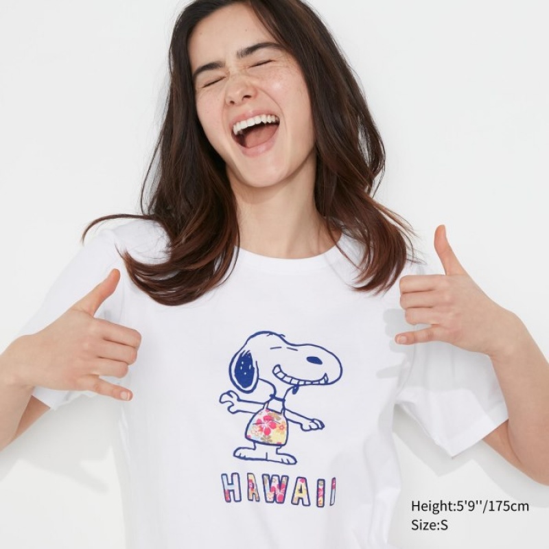 Uniqlo Peanuts Hawaii UT Short-Sleeve レディース Tシャツ 白 | 7936040