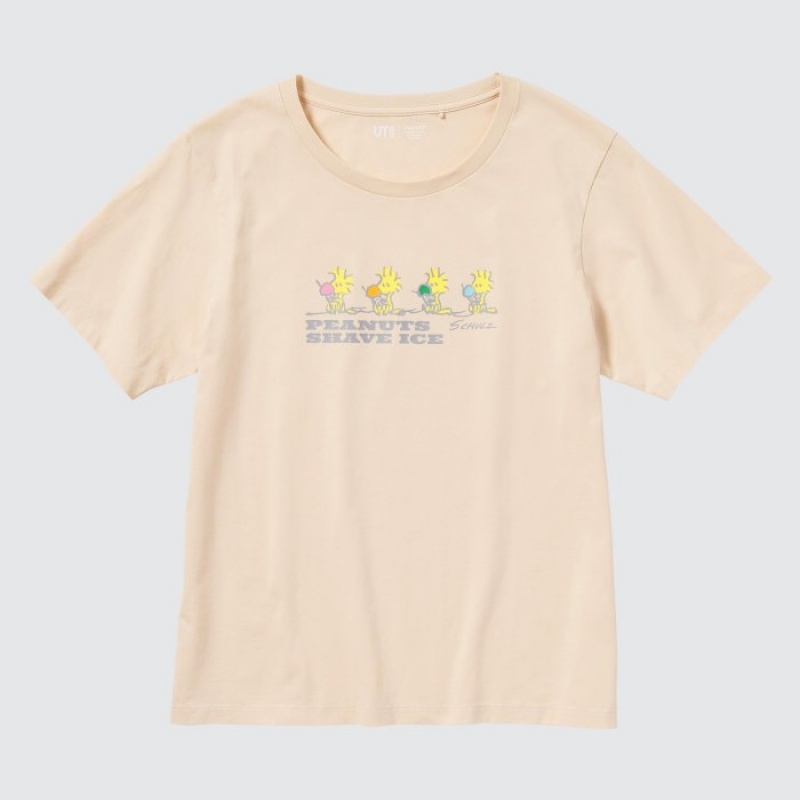 Uniqlo Peanuts Hawaii UT Short-Sleeve レディース Tシャツ ベージュ | 4304432
