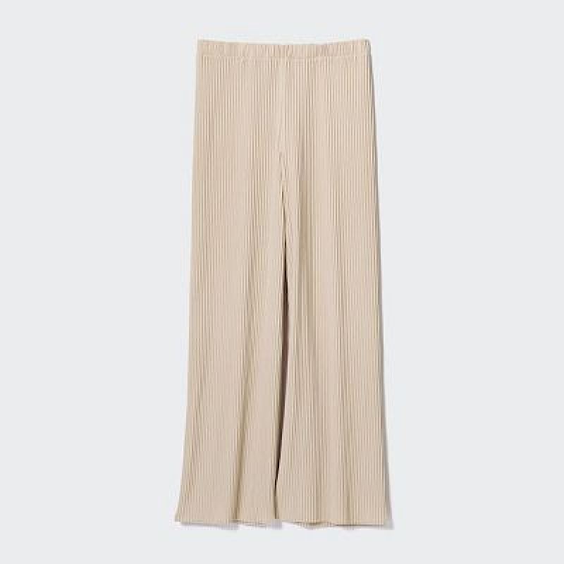 Uniqlo Pleated Straight レディース パンツ 白 | 137605