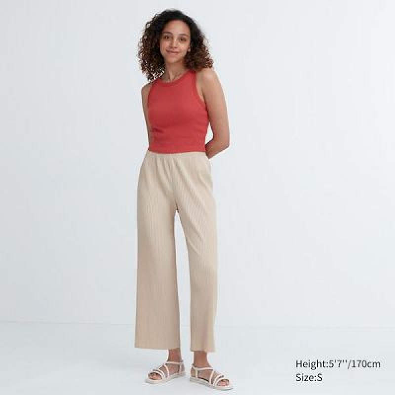 Uniqlo Pleated Straight レディース パンツ 白 | 137605