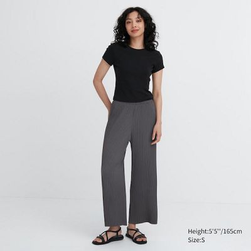 Uniqlo Pleated Straight レディース パンツ グレー | 9767959