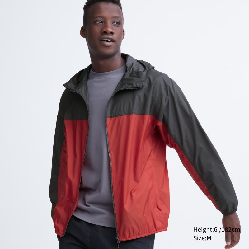 Uniqlo Pocketable Uv Protection 3d Cut Color Block メンズ パーカージャケット 赤 | 4114964
