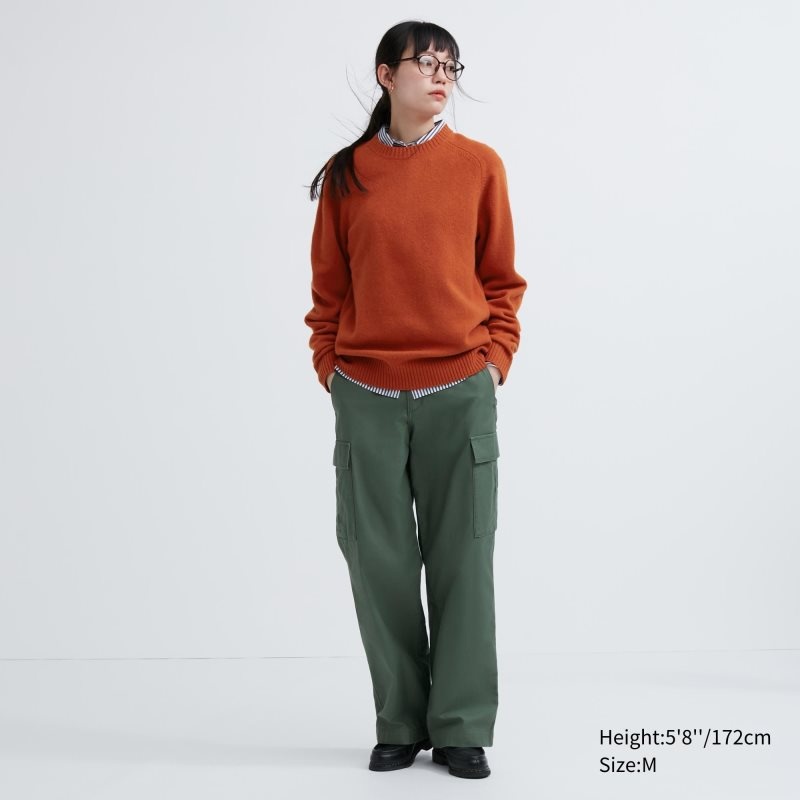 Uniqlo Premium Lambswool Crew Neck Long Sleeve メンズ セーター オレンジ | 69383