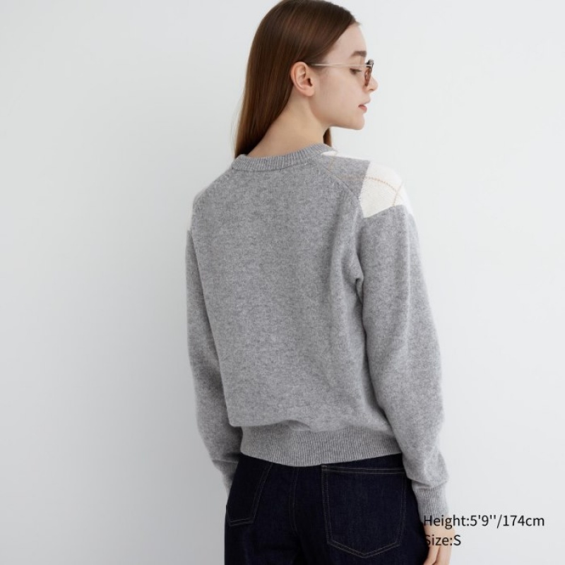 Uniqlo Premium Lambswool Long-Sleeve Crew Neck レディース セーター グレー | 8258195