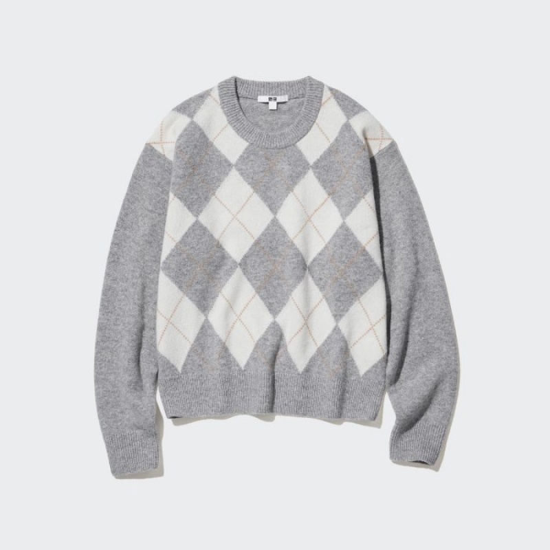 Uniqlo Premium Lambswool Long-Sleeve Crew Neck レディース セーター グレー | 8258195
