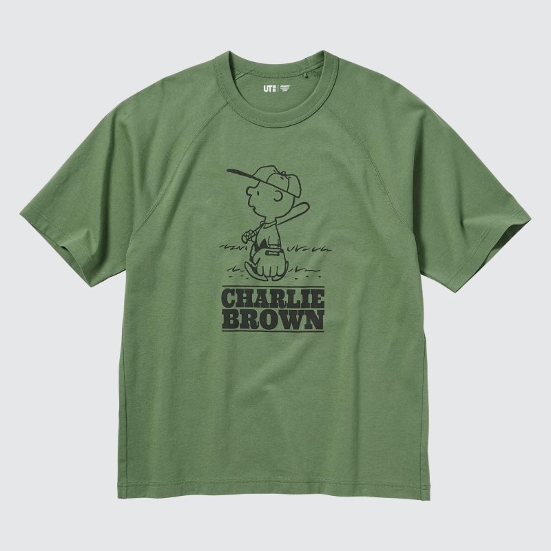 Uniqlo Retro Peanuts Ut Oversized Short-sleeve Graphic メンズ Tシャツ 緑 | 4983222