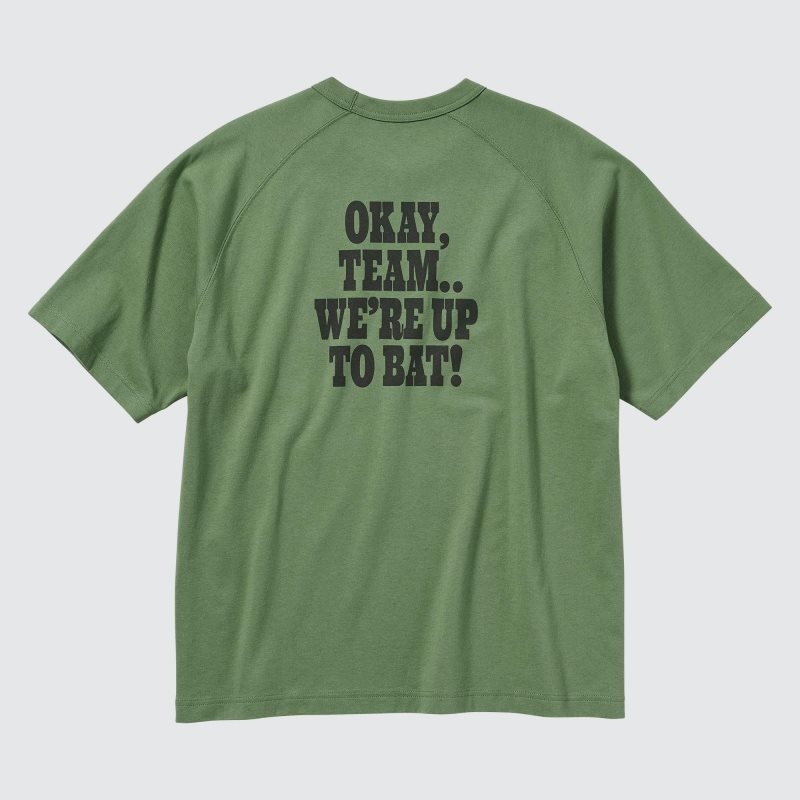 Uniqlo Retro Peanuts Ut Oversized Short-sleeve Graphic メンズ Tシャツ 緑 | 4983222