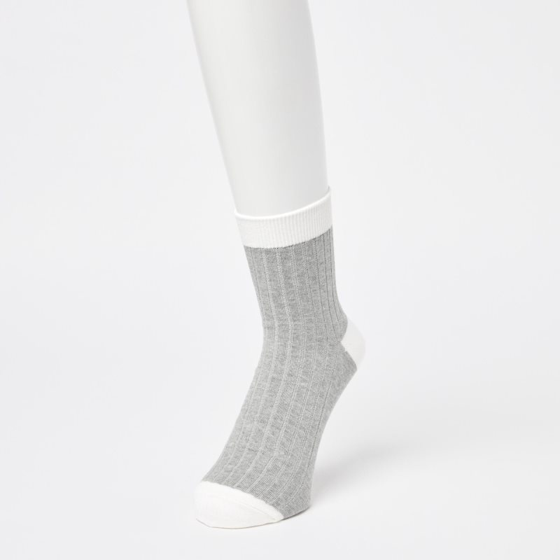 Uniqlo Ribbed Half メンズ ソックス グレー | 978682