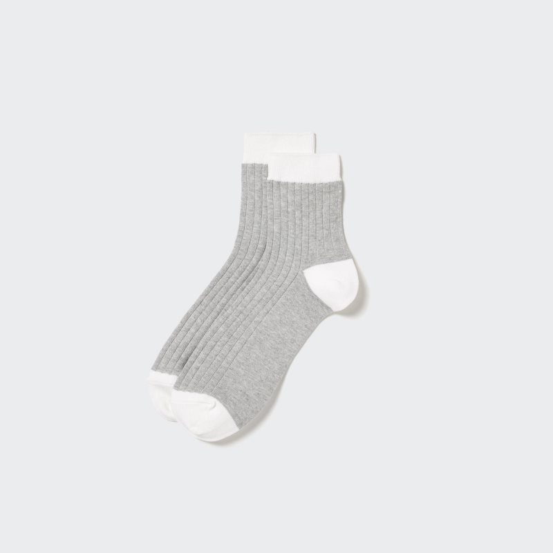 Uniqlo Ribbed Half メンズ ソックス グレー | 978682