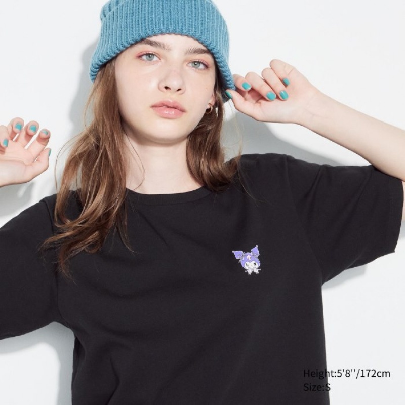 Uniqlo Sanrio characters UT Short-Sleeve レディース Tシャツ 黒 | 6014252