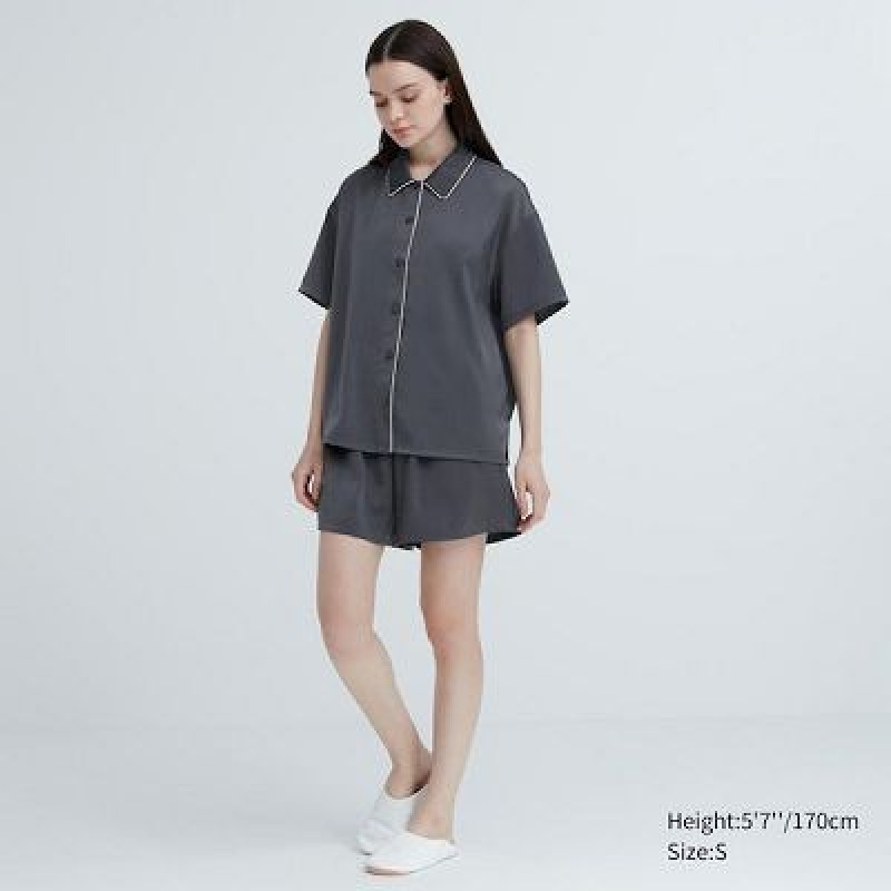 Uniqlo Satin Short-Sleeves レディース パジャマ グレー | 1822526