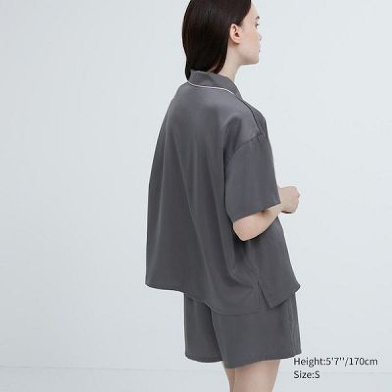 Uniqlo Satin Short-Sleeves レディース パジャマ グレー | 1822526