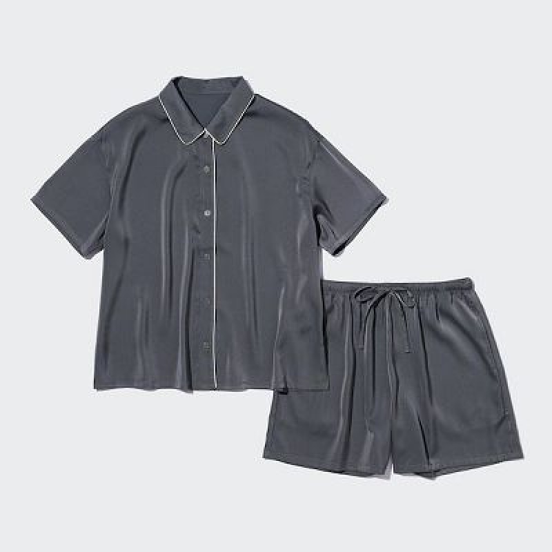 Uniqlo Satin Short-Sleeves レディース パジャマ グレー | 1822526