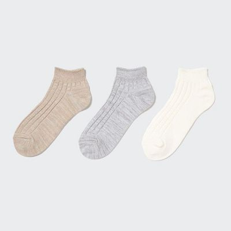 Uniqlo Short 3 Pack レディース ソックス ベージュ | 4064672
